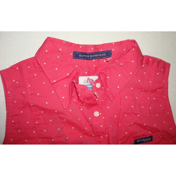 NWT New Womens Columbia Pink Blue Dot Dress PFG M Slits Pockets Cotton Rod Logo - Picture 5 of 8